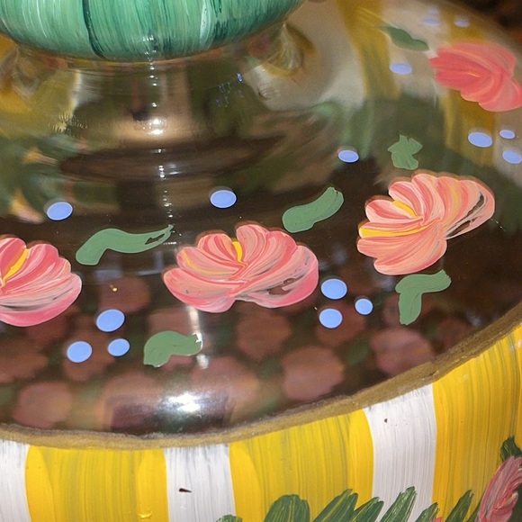 Covered CAKE DISH HAND PAINTED really fun whimsical use for pastries tea party - Picture 16 of 17